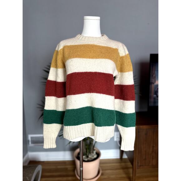 100% Wool Vintage Striped Donegal Sweater - Picture 1 of 4